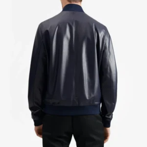 Blue Bomber Leather Jacket