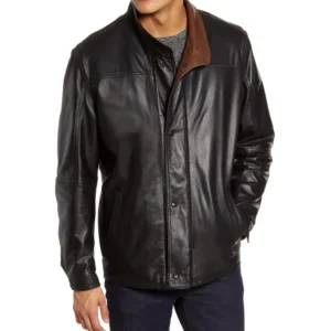 Black Lambskin Bomber Leather Jacket