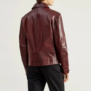 Burgundy Calfskin Biker Jacket