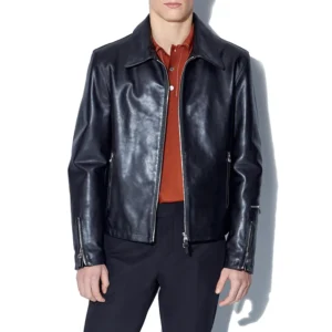 Black Calfskin Biker Jacket for Men